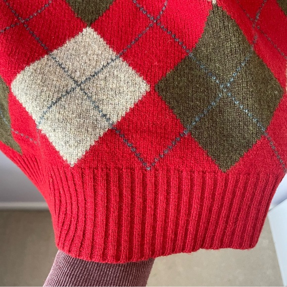 J. Crew Men’s Red/Gray Lambswool Argyle Sweater Vest Preppy Academia Size Large - Picture 14 of 16